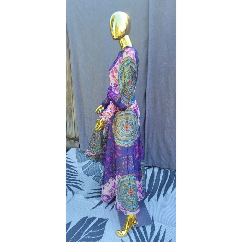 Vintage Lanvin Elizabeth Arden Fantasy Floral Print Silk Organza Maxi dress 1970 - Picture 10 of 16